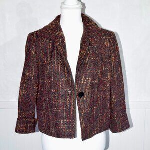 Harve Benard Multicolor Tweed Cropped Blazer Jacket - Size Medium Petite